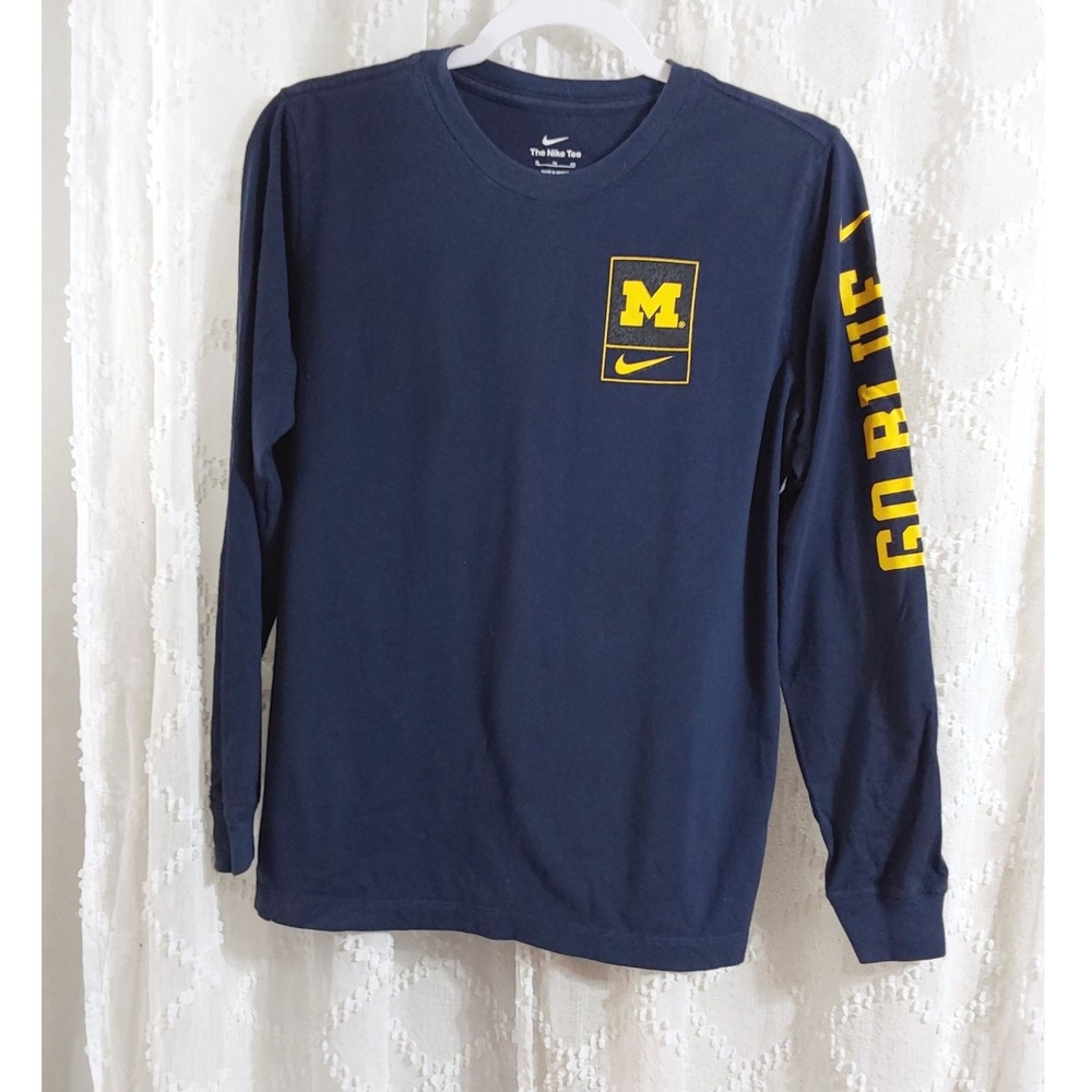 Nike University of Michigan Go Blue Long Sleeve T-Shirt Navy Blue XL